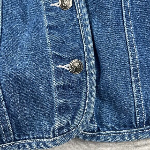 90s VTG Cherokee Denim Jacket Womens S Blue Jean Button Up Western Retro Preppy - Picture 8 of 14